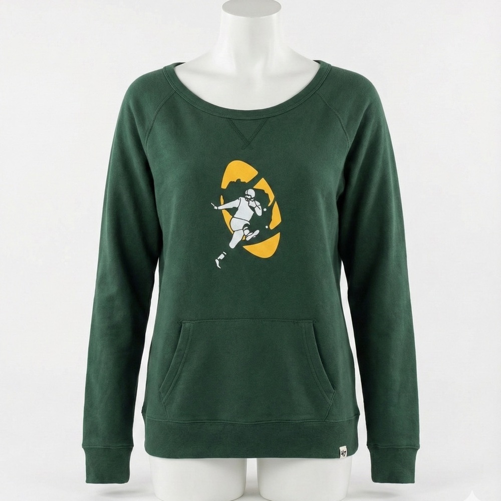 Forty Seven Brand Green Bay Packers Sweatshirt XL Distressed Scoop Neck Pocket